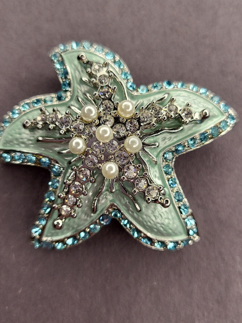 Erica Lyons Green and Blue Starfish Brooch